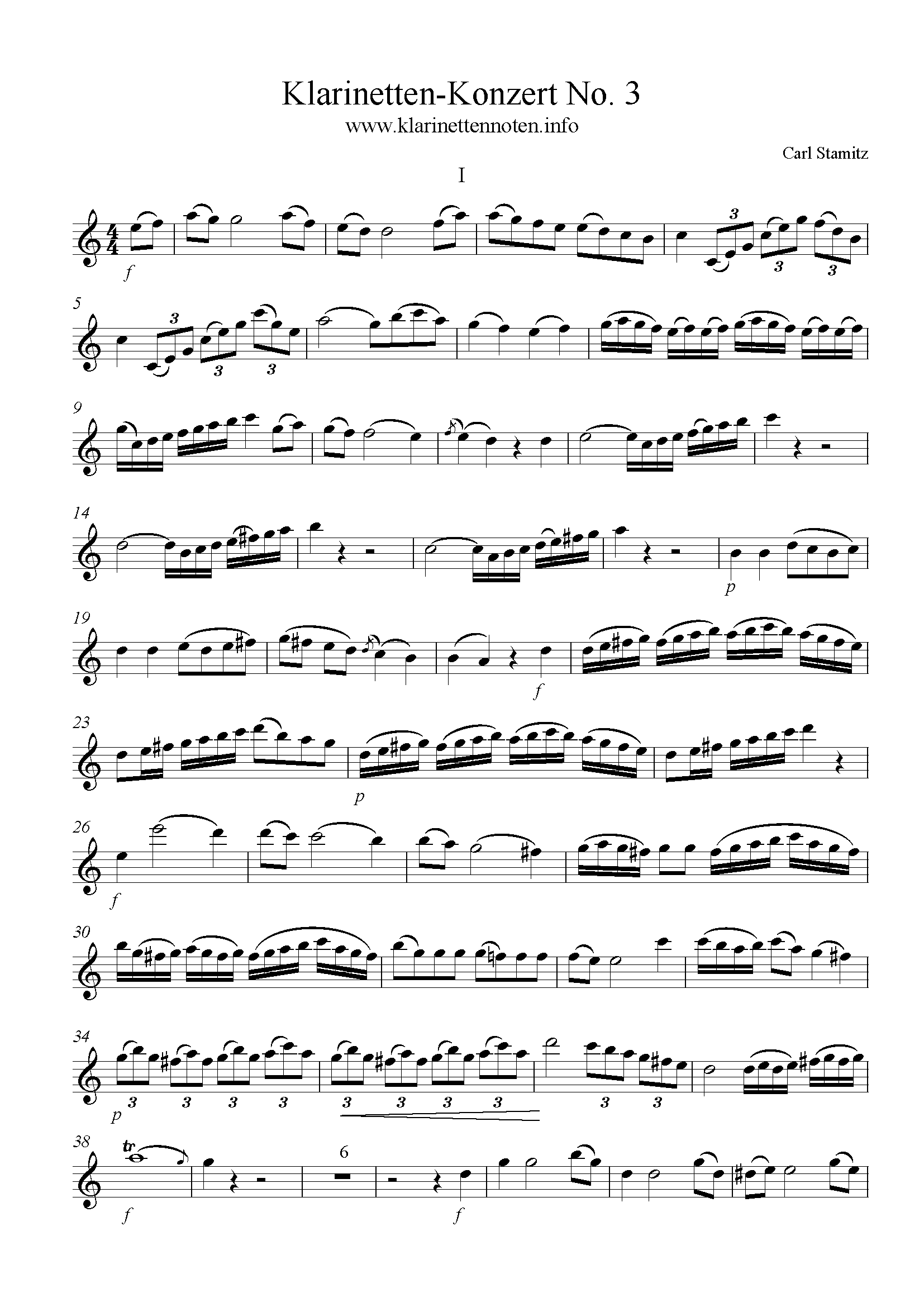 Stamitz Klarinettenkonzert Satz 1 Allegro